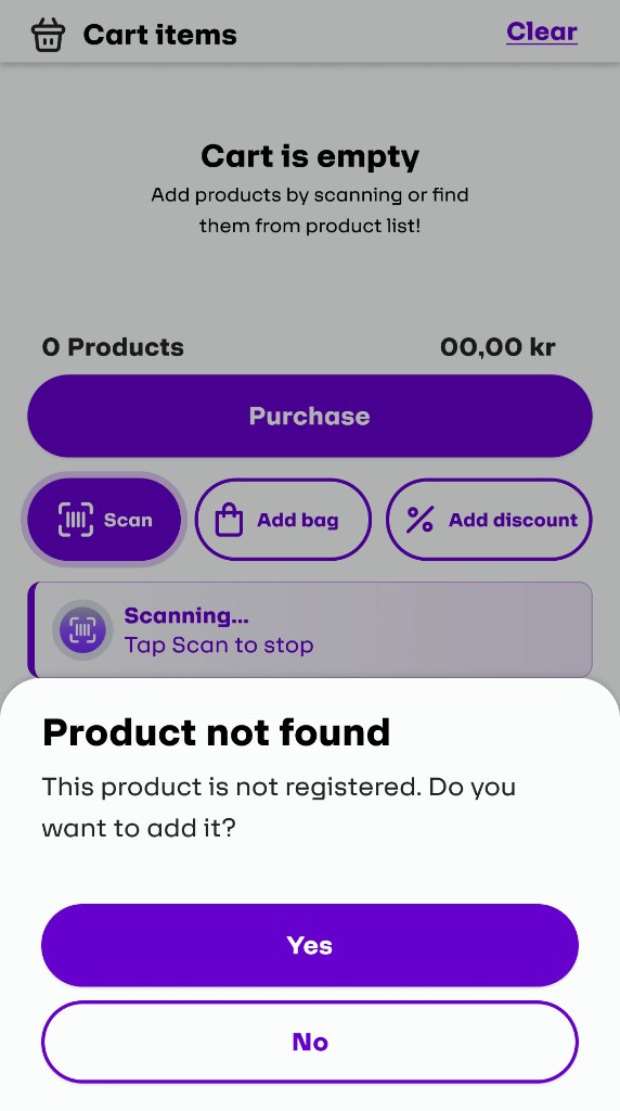 Product not found modal