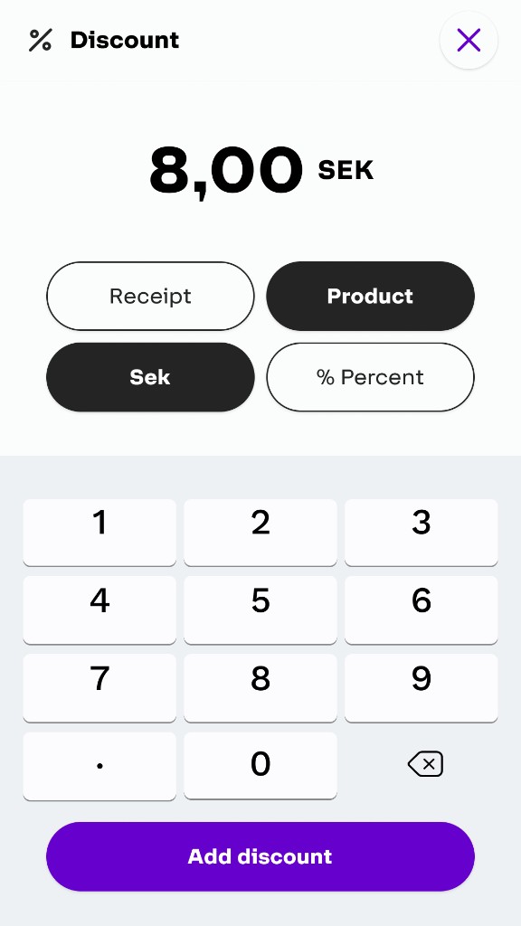 Discount keypad screen