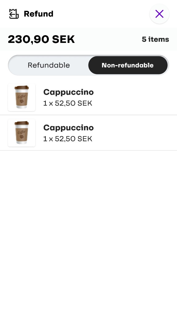Non-refundable tab