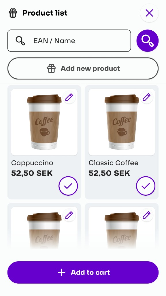 Product list with search