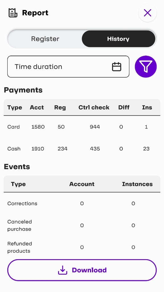 Daily report fetch screen