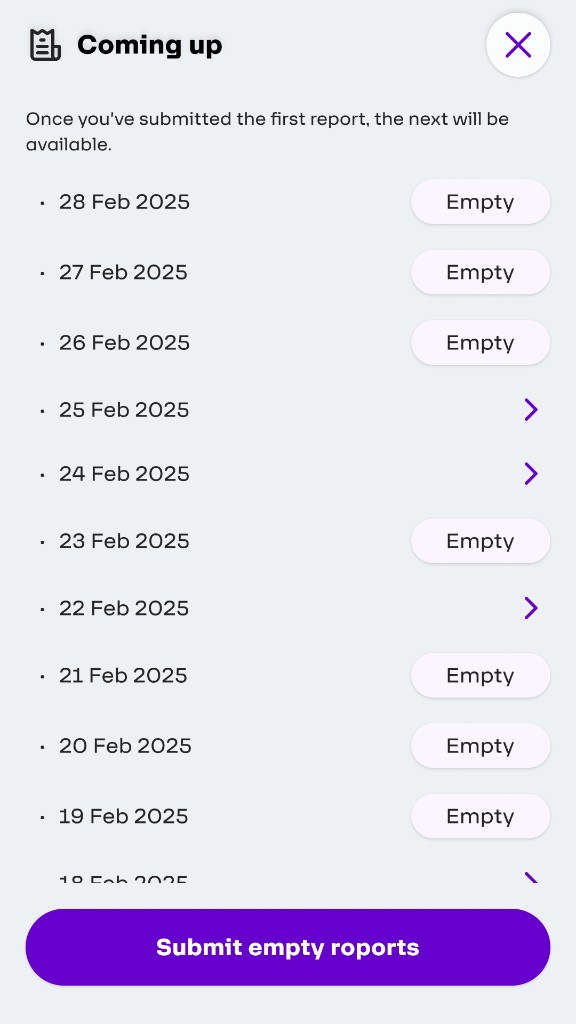 Daily report with summary table