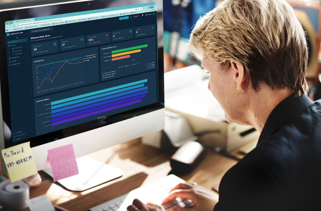 Analytics dashboard with traffic-light performance scoring across municipalities.