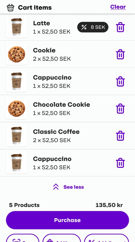 Expanded cart list
